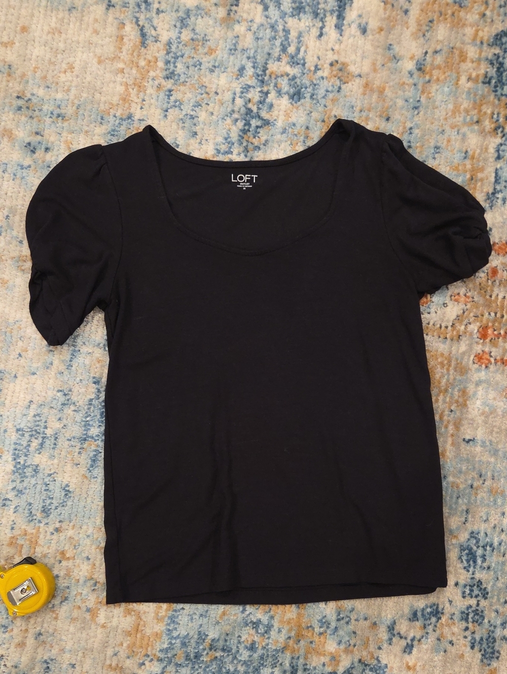 LOFT Black Scoop Neck With Sleeve Detail Top